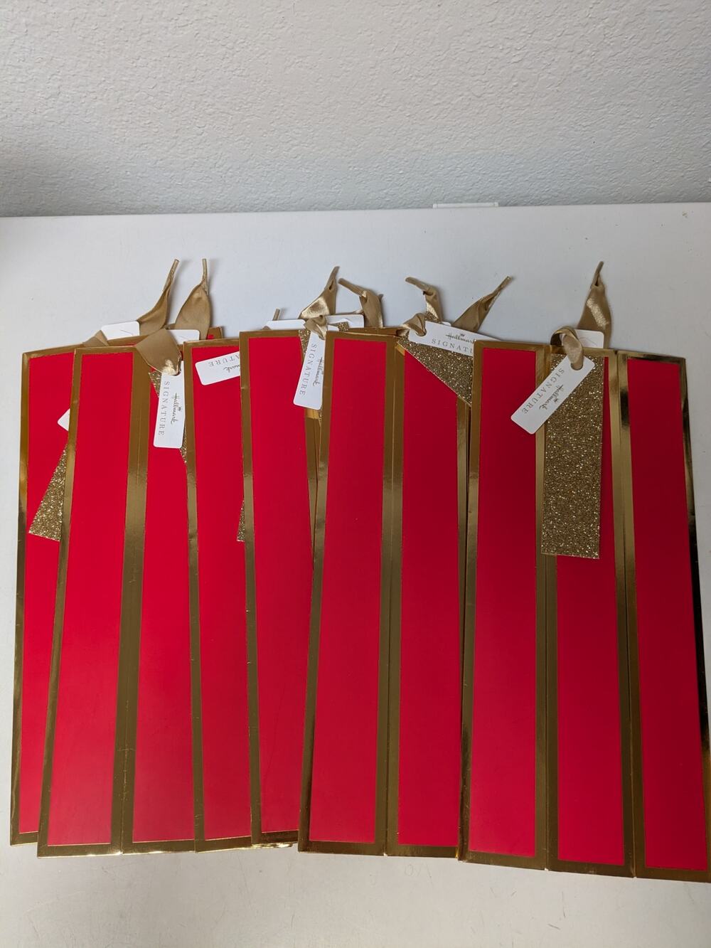 Hallmark Signature red gold glitter wine liquor bottle gift bags box set of 6